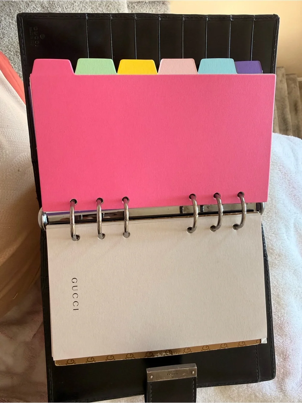 Gucci Black Patent GG Embossed Leather Agenda Cover